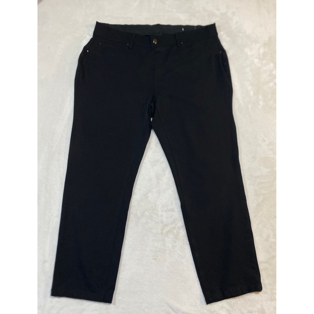 Rafaella Weekend Womens 3X Black Ponte Knit Pull On Pants Stretch 5 Pocket
